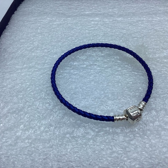 Pandora,”16CM Single Dark Blue Braided Leather  Clasp  “ 16CM/ 6.29 Inches - Picture 1 of 3